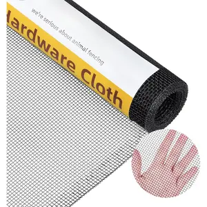 16in x 10ft Black Hardware Cloth 1/8 inch 27Ga PVC Coated Wire Mesh Vinyl Coated Galvanized Wire Mesh Screen Roll, Welded Metal Chicken Wire Fencing, for Garden  Fencing Bee Screen