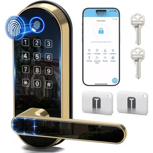 Keyless-Entry Keypad Fingerprint  Lock: Digital Door Lock with Code Passcode,  Door Handle, Biometric Door Knob for Entry Door, Bedroom Door ()
