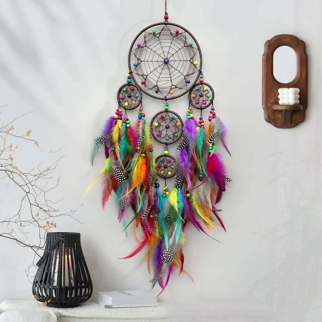 Handmade Feather Dreamcatcher, Elegant Hanging Decor, Artistic Home Decor, Bohemian Knot Design, Wedding Decoration, Unique Wall Art Gift, Interior Wall Decor, Perfect for Special Occasions