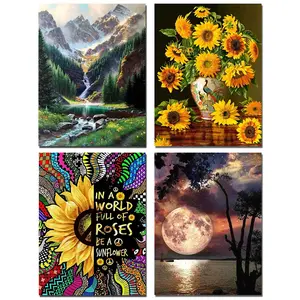 5D Diamond Art Aurora Landscape Mosaic Embroidery Full Round Drill Rhinestone DIY Cross Stitch Craft Kit for Household Wall Decoration