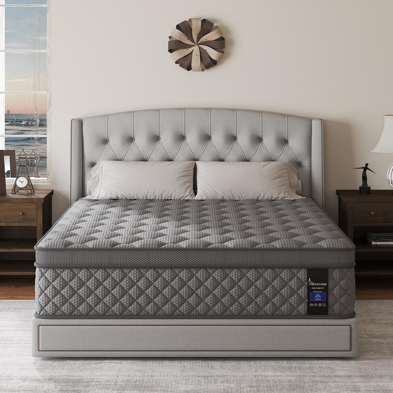 Twin Full Queen King Mattress, 10/ 12 inch  Hybrid Mattress with Gel Memory Foam and Individually Pocket Innerspring Euro Top Mattresses Medium Firm for Motion Isolation, Edge Support