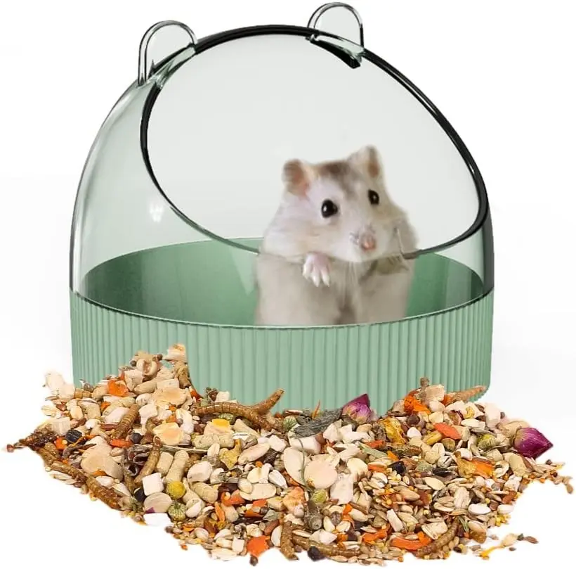 Cute Hamster Food Bowl Hedgehog Dish for Dwarf Hamsters, Syrian Hamsters, Gerbils, Mice, Rats, Small Animals, Green