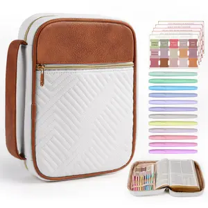 Quilted Vegan Leather Bible Cover, Color-Blocked Bible Cover Case for Women, Large Bible Carrying Case with Handle, Bible Study Supplies & Christian Gift for Women