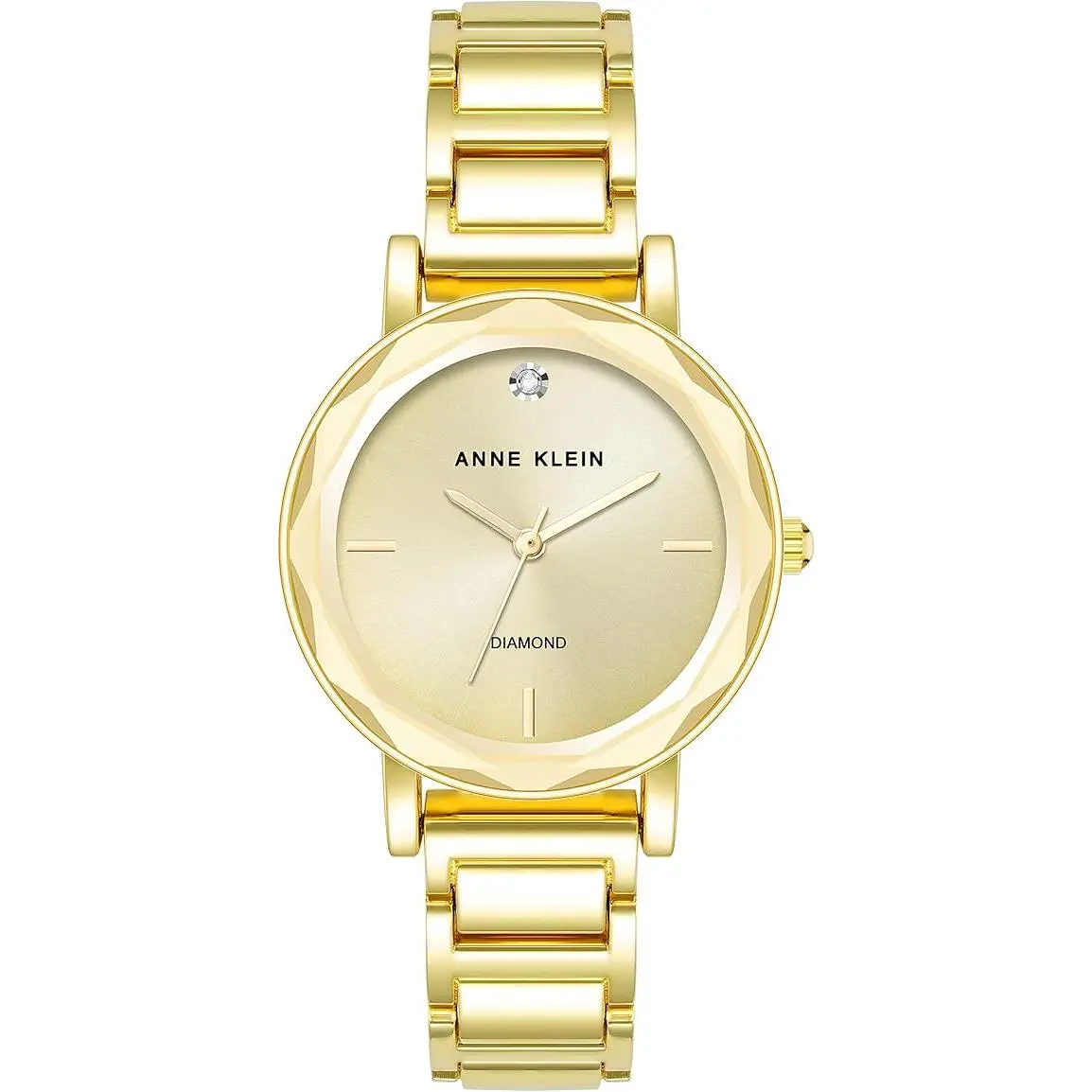 Anne Klein Gold-Tone Faceted Crystal Champagne Sunray Ladies Watch AK-3966CHGB AK/3966CHGB