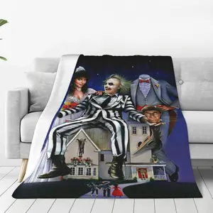 Tim Burton's Haunted Mansion themed print inspired flannel blanket - soft and warm for all seasons, perfect for the sofa, office and travel