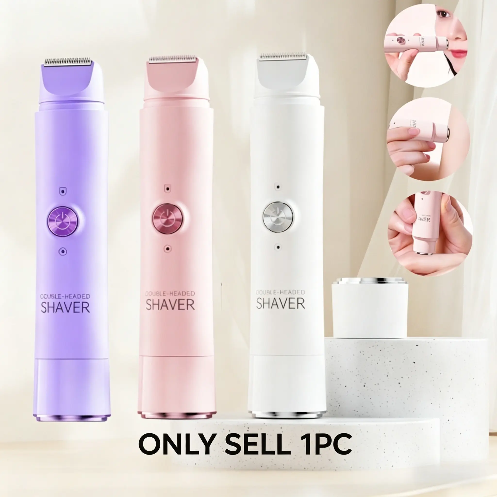 Portable 2-in-1 Double-Ended Electric Shaver, USB Rechargeable, Cordless Wet and Dry Use Gentle and Skin-Free, Body and Face Applicable, Unisex Bikini Trimmer, Body Hair Shaver