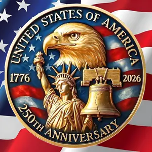 USA 250th Anniversary Commemorative Coin-American Eagle & Patriotic Symbols Collectible 1776-2026 USA 250th Anniversary,Suitable for History Enthusiasts and Veterans to Collect