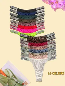 Love Secret Design 3-6 Packs Sparkling A+ Class Rhinestone Thongs/T-back/Briefs  Nylon Spandex Cotton High Quality Comfortable Fresh Underwear Panties for Daily Life Sports Four-Season Multi-Pack Fashion Soft Breathable Knicker Womenswear - Seamless