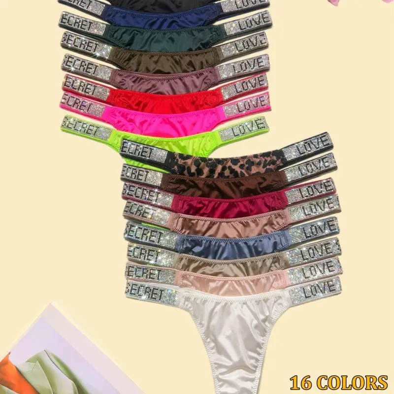 Love Secret Design 3-6 Packs Sparkling A+ Class Rhinestone Thongs/T-back/Briefs Nylon Spandex Cotton High Quality Comfortable Fresh Underwear Panties for Daily Life Sports Four-Season Multi-Pack Fashion Soft Breathable Knicker Womenswear - Seamless