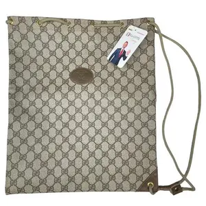 Pre-owned GUCCI PVC Canvas Backpacks GG Monogram PVC Drawstring Sneaker Shoes Carry Side Bag Slim Backpack 15”