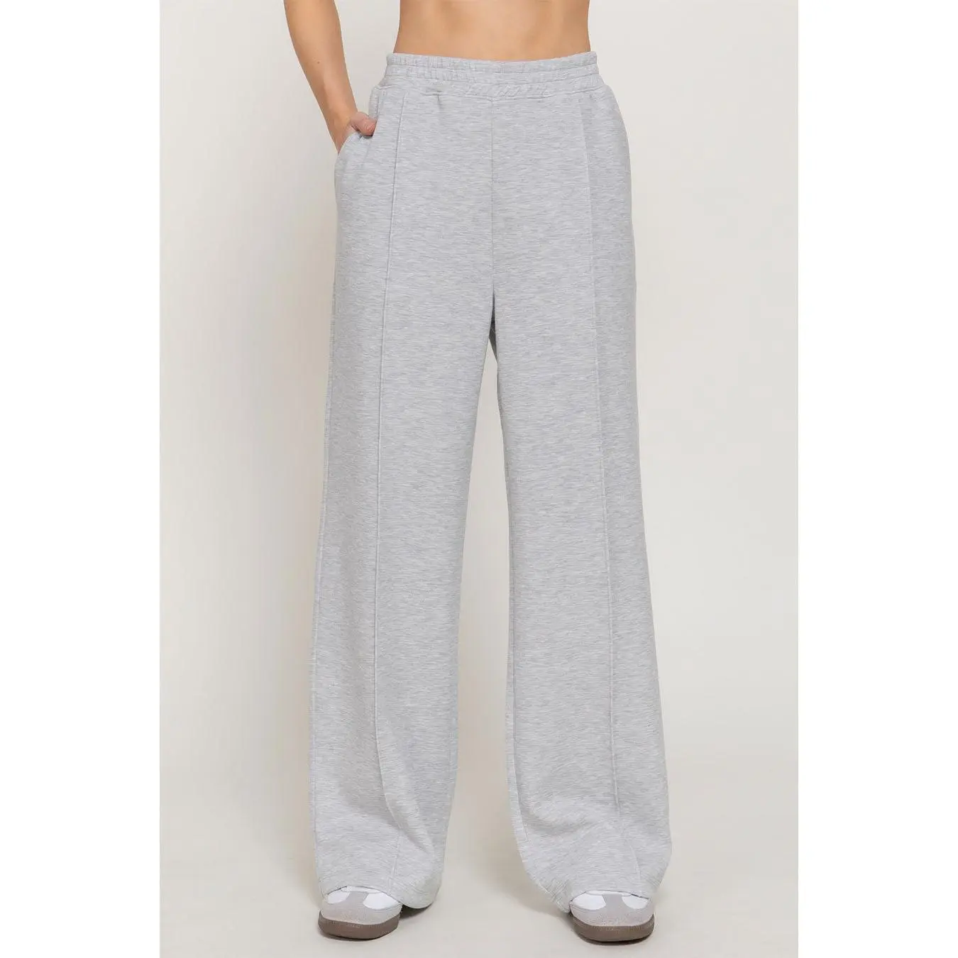 Soft Modal Scuba Wide Pants with Pintuck Detail