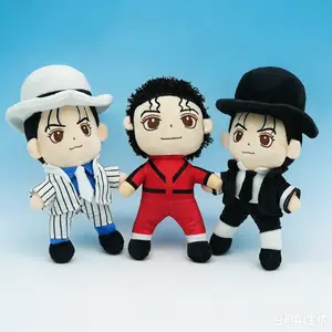 Michael Jackson Plush Doll, 9 Inch Pop Music Icon Stuffed Figure, Soft Collectible Character Toy in Red, White or Black Outfit, Gift for Music Fans
