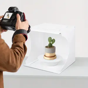 Photography Tool Set, 9 "× 9" Professional Adjustable Light Shooting Tent Kit with Phone Stand, 6 Backgrounds, 360° Electric Turntable. Shoot Jewelry and Small Items in A White Fabric Tent Powered By Usb,Stabilizers & Supports