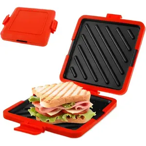 Portable Microwave Panini Press, Easy Clean Non Stick Sandwich Grill Mold for Quick Breakfast Dishwasher Safe Silicone Sandwich Maker, Fast Cook Grill Press for Toast, Grilled Cheese, Breakfast Sandwiches