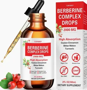 Liposomal Berberine HCL Supplement Liquid Drops 1500mg, Berberin with Ceylon Cinnamon, Bitter Melon, Turmeric, Glucomannan, Moringa, Berberine Phytosome for Digestion System, Immune Health Support