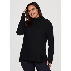 Plus Studio Jacquard Mock Neck Pullover