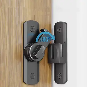 Anti-Theft Door Handle with Adjustable Slide Pins, Durable Metal Lock, Manual Operation, Finish, Home & Office Security