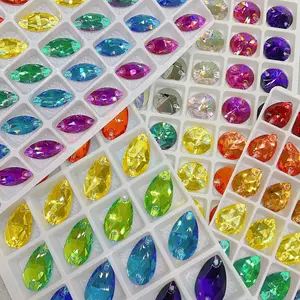 1 Tray Flat Back High Quality K9 Crystal Sew-On Beading DIY Decoration