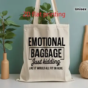 Men's Canvas Tote Bag - Unisex 2D Flat Print with the text "EMOTIONAL BAGGAGE Just kidding LIKE IT WOULD ALL FIT IN HERE," large-capacity shoulder bag, canvas tote bag, suitable for school, work, and vacation