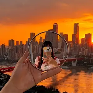 Travel Photography Mirror, Round Selfie Mirror, Wide Angle Convex Mirror, Portable Compact Design, High-Quality Reflection, Travel Gift