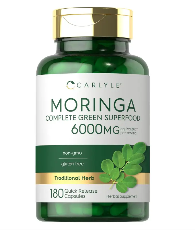 Carlyle Moringa Oleifera Supplement | 180 Capsules | Complete Green Superfood for Women and Men | from Moringa Leaf Powder | Non-GMO and Gluten Free