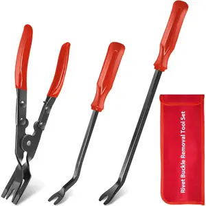 3 count Auto Clip Pliers Set and Fastener Remover, Trim Rivet Removal  Tool Repair Kit with Storage Bag for Automotive Door Panel,Upholstery,Dashboard,Plastic Fasteners