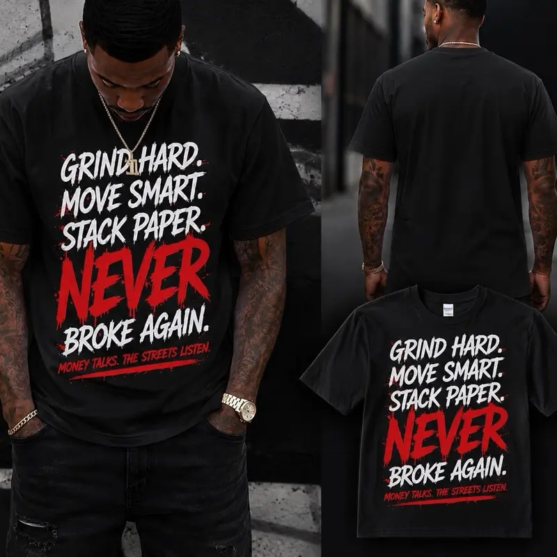 Men's Gildan G500 Unisex Heavy Cotton Short-Sleeve T-Shirt, Menswear Top with "Money Talks" Graphic
