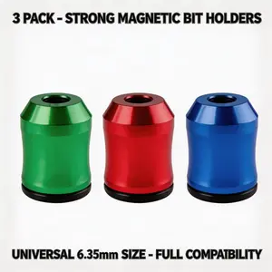 3PCS Universal Strong Magnetic Screwdriver Head Ring, Removable Screw Holder Bit Magnetizer Ring, Anti-Slip Universal Magnetic Bit Holder for Hex Screwdrivers, Power Drills & Power Bits, for DIY Repair, Mechanics, Carpenters & Home Handyman Work