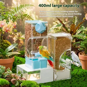 Smart Gravity No Mess Bird Feeder, Mess-Free Automatic Parrot Food Box, Heavy-Duty Clear Acrylic External Dispenser - Easy to Clean