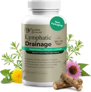 Lymphatic Drainage Supplements: Natural Herbal Complex Echinacea Burdock Root Dandelion Cleavers - Lymph System Support for Bloating Immune Health Fluid Balance 60 Capsules