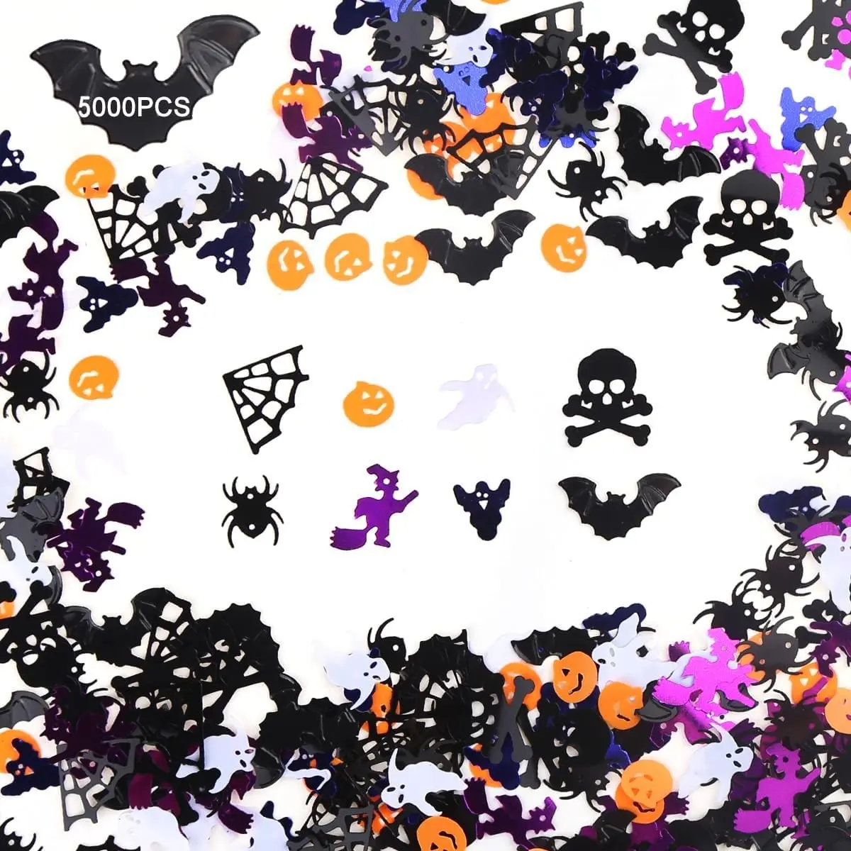 5000 Pcs Halloween Confetti Glitter,Confetti Sprinkles Bats Spider Pumpkin Table Scatter for Halloween Table Decorations