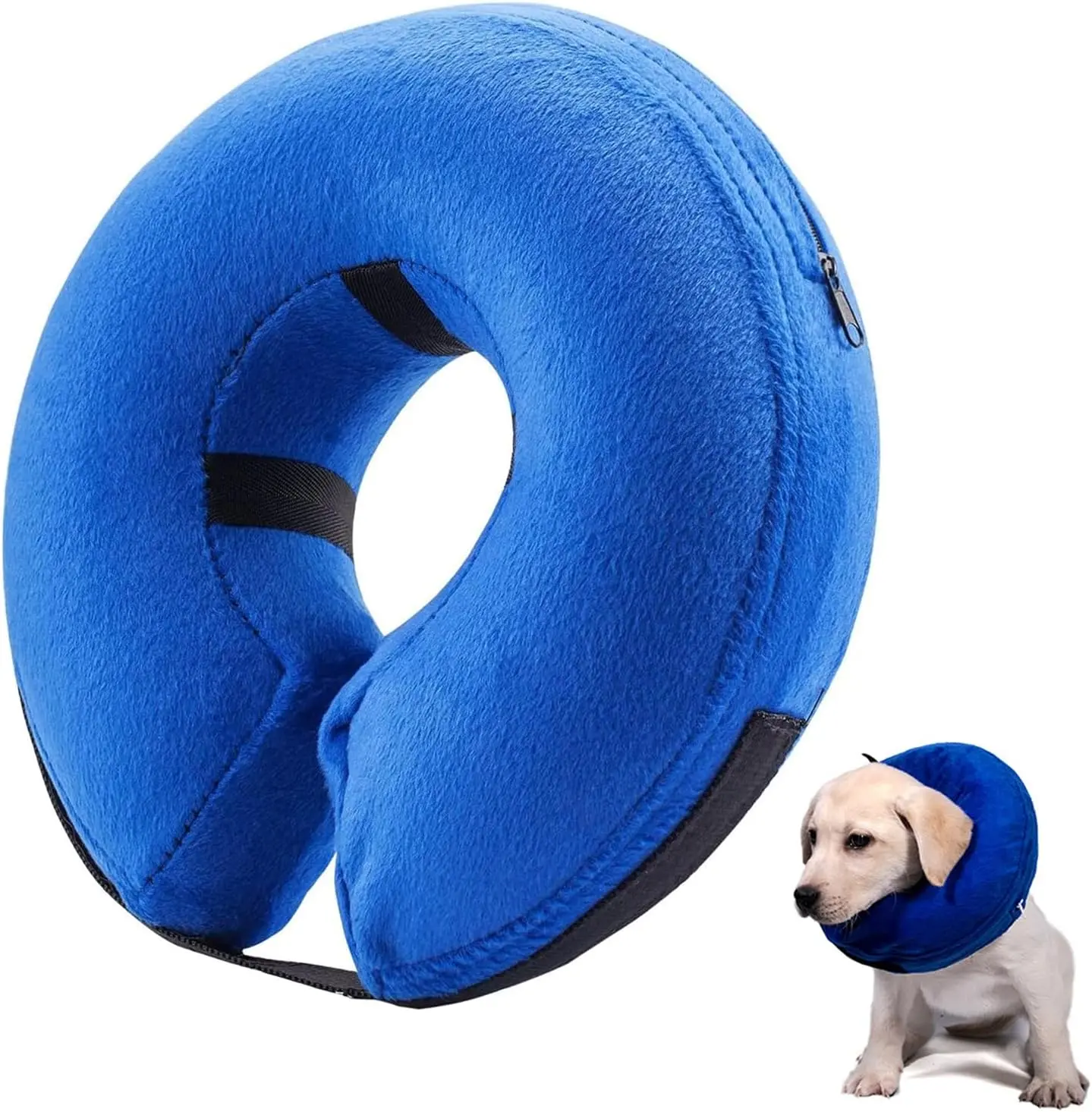 Inflatable Dog Cone Collar Alternative, Soft Dog Cone for Medium Large Dogs and Cats,Pet Neck Recovery ECollar Donut Collar After Surgery (Blue, M2)