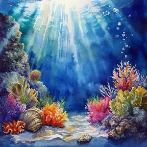 5D DIY Full Drill Round Diamond Painting - Diamond Art Painting Kit Underwater Coral Mosaic, Canvas - DIY Decorative Painting, Home Wall Decoration, Perfect for Halloween, Christmas, Independence Day, Birthday, and Anniversary Gifts
