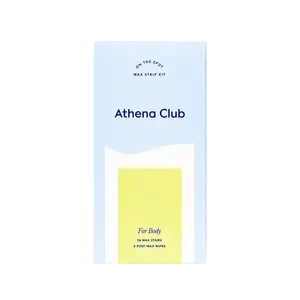 Athena Club Wax Strip Kit for Body - 24 Wax Strips & 6 Post-Wax Wipes for Hair Removal, Smooth Finish, and Plant-Based Comfort