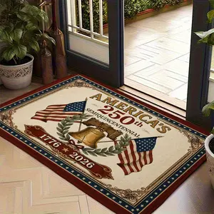 America's 250th Anniversary Doormat, 1776-2026 US Semiquincentennial Welcome Mat, Liberty Bell & American Flag Patriotic Design, Non-Slip Indoor Outdoor Entrance Rug, Commemorative Home Decor