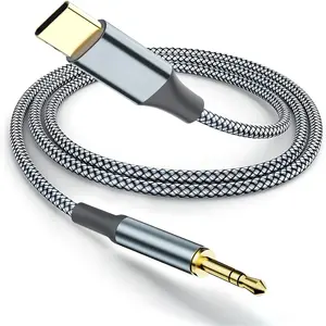 Aux to USB C Adapter, Braided 3.5mm to USB C Audio , Stereo TRS Male to Male Connector Compatible with  16/15 Series, iPad Pro/Air,  Pixel 7/6