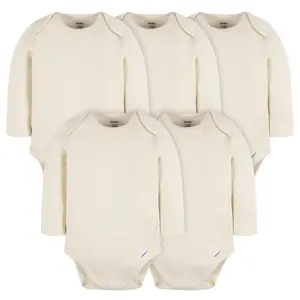 5-Pack Baby Neutral Premium Long Sleeve Lap Shoulder Onesies® Bodysuits, Multiple Colors Available