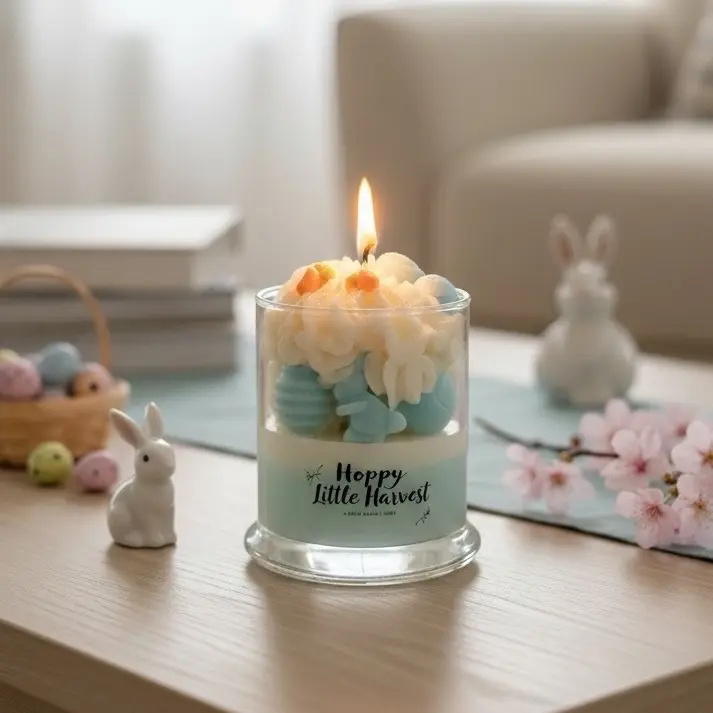 Easter Candle “Hoppy Little Harvest” smells like vanilla lavender perfect decor Decoration Ornaments/  Aroma Floral Fragrance Scent Cozy Creamy Light Scented Flower Perfume