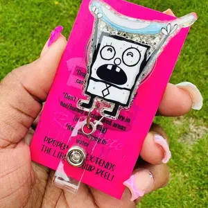 Me Hoy Minoy Hospital ID Healthcare Worker Purewick Lab Nurse Xray Pharmacy Reg  Glitter Acrylic Badge Clip Nurse Badge Reel DoodleBob