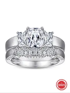 S925 Sterling Silver Luxury Sparkle Geometric Zircon Engagement Rings, Fashion  Promise Wedding Ring, Ladies Fine Jewelry Anniversary Gift