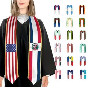 [HOT 2026] Graduation Flag Stole SashScarf For International Student, Class of 2026, V Shape National Country Flag Sash Graduation Stole, Graduation Gift for You and Friends