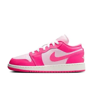 Nike Air Jordan 1 Low Valentine's Day Youth Women's Soft Pink Leather Casual Sneakers for Daily Wear Walking Shoes