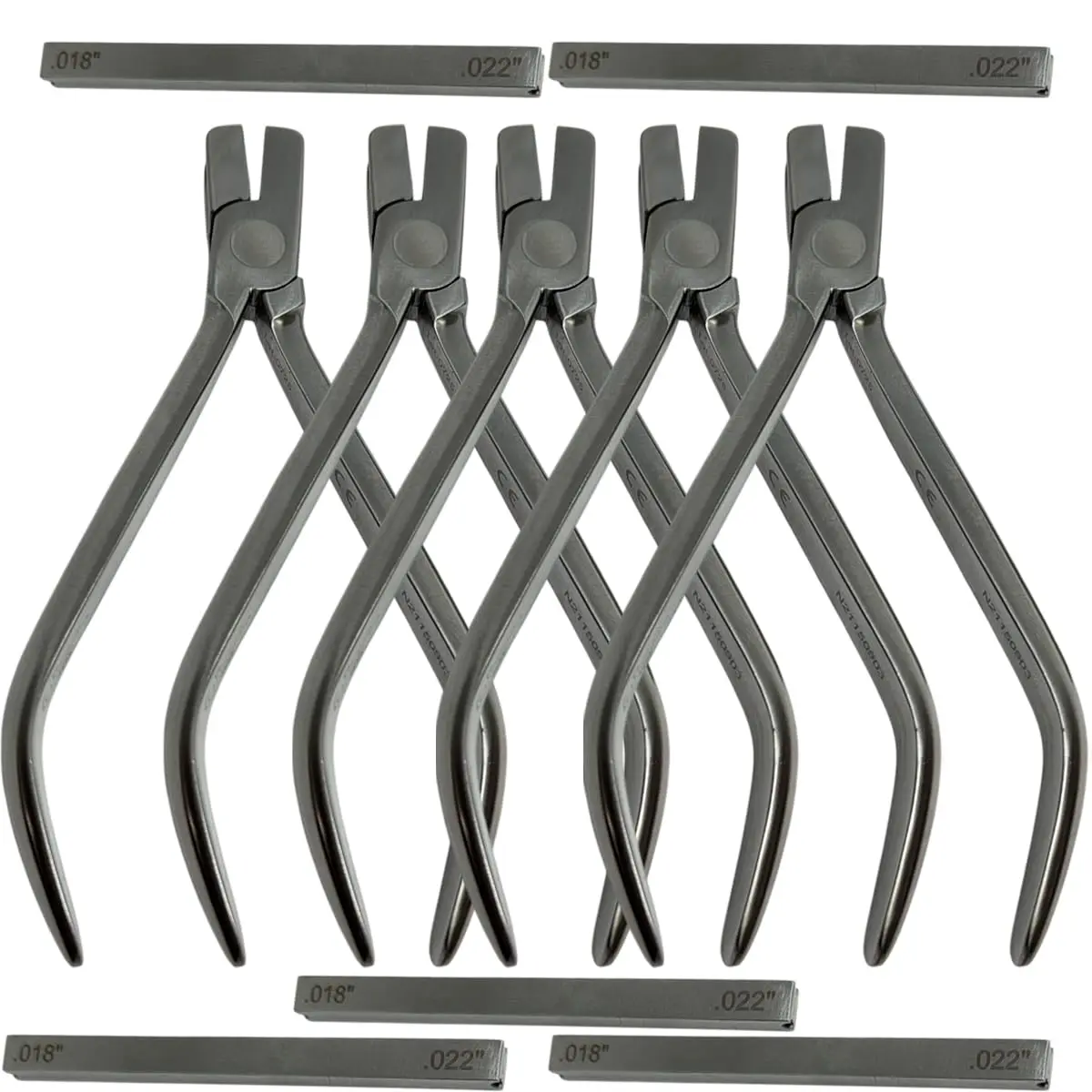 Set x 5 Orthodontic Individual Torque Pliers with Key – .018'' / .022'' – 10 mm Wide – Japanese Steel – Premium Orthodontics – One Year Warranty – Ships from USA – Made by Orthodentalusa Corp.