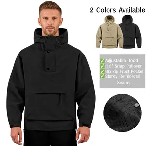 Men’s half-zip hooded softshell jacket, pullover workwear jacket—versatile for everyday casual wear