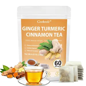Ginger Turmeric Herbal Tea 2g x 60 Bags  100% Golden Blend  Antioxidant, Digestion & Metabolism Support  Caffeine-Free Wellness Tea