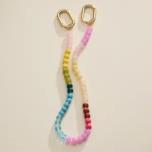 Colorful Beaded Bag Charm with Gold Clasp Trendy Accessory
