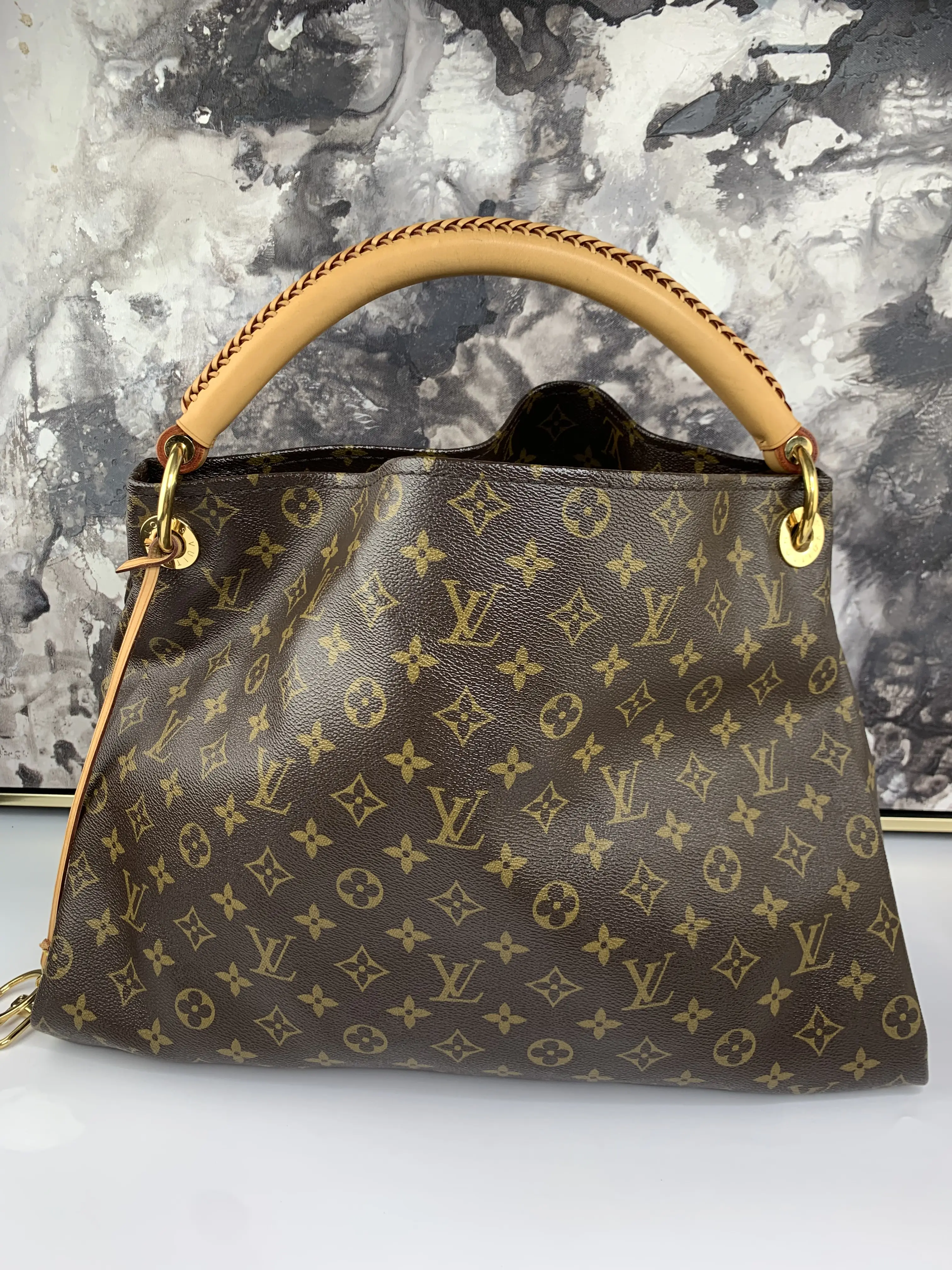 Pre-owned Louis Vuitton coated canvas and vachetta leather Tote Bags Artsy MM