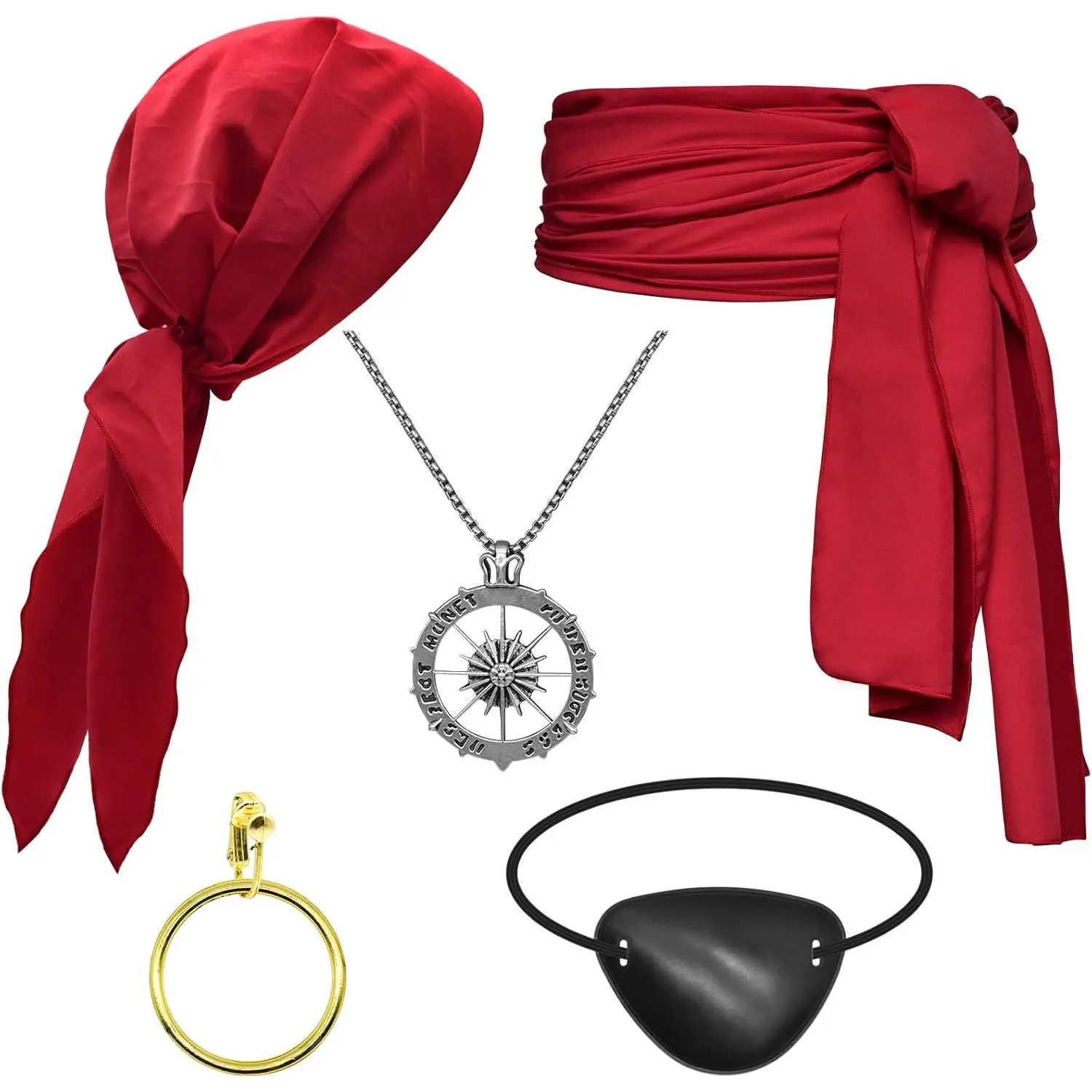 Pirate Costume Accessories Set Men Women Pirate Bandana Hat 