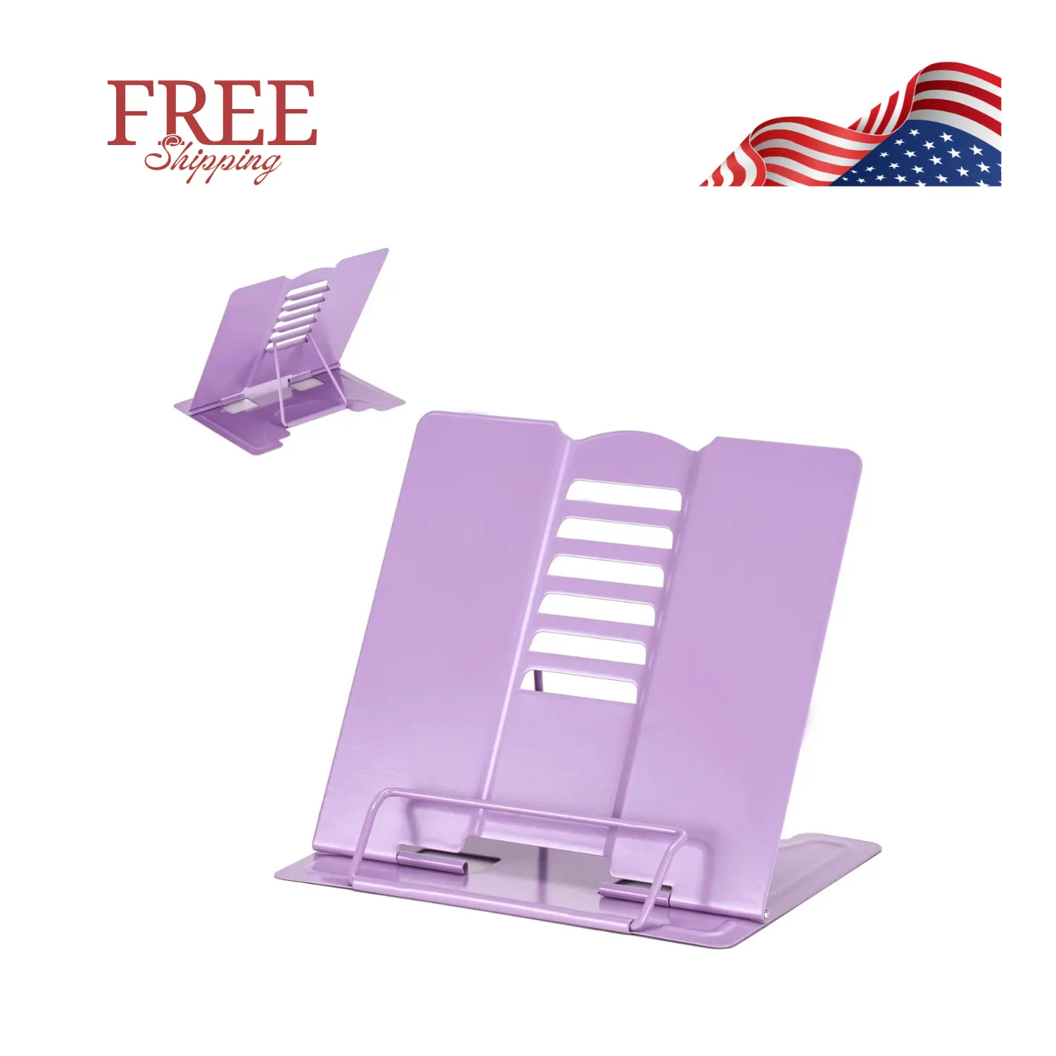 Metal Book Stand Adjustable Book Holder for Reading Purple