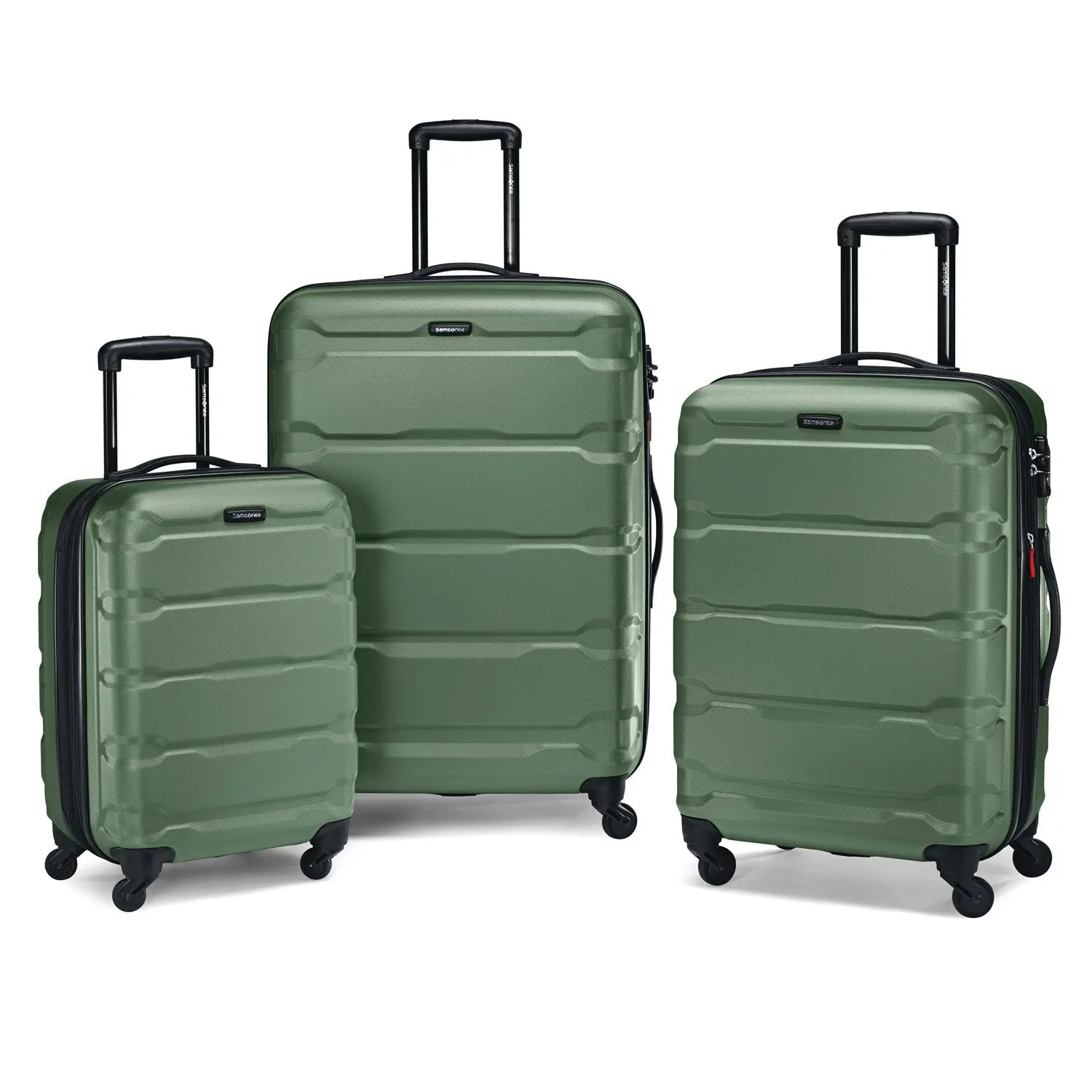 Samsonite Hardside Luggage Set, Omni PC 3-Piece Scratch Resistant Polycarbonate Spinners with Telescoping Handle, Army Green (20"/24"/28")